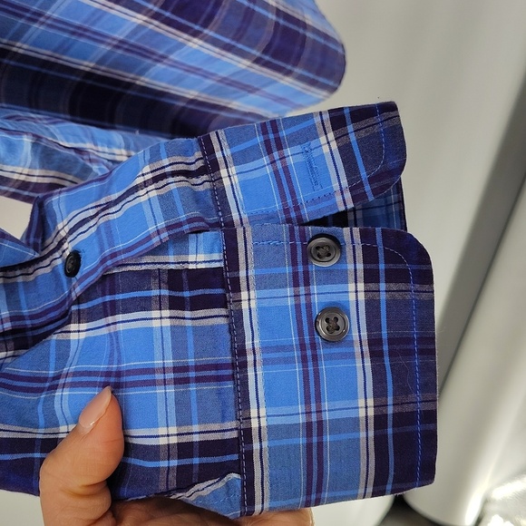 Banana Republic Men's blue plaid button up size large long sleeve - Picture 5 of 6